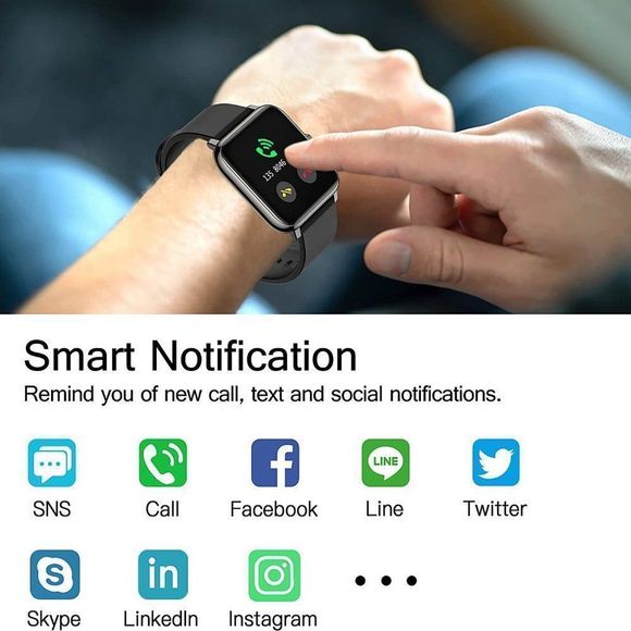 Popglory Smart Watch - 1.4" Full Touch Screen, Black - Picture 4 of 10